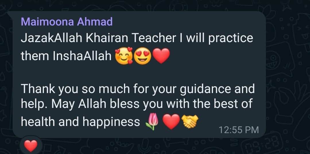Student feedback on personalized Quran sessions